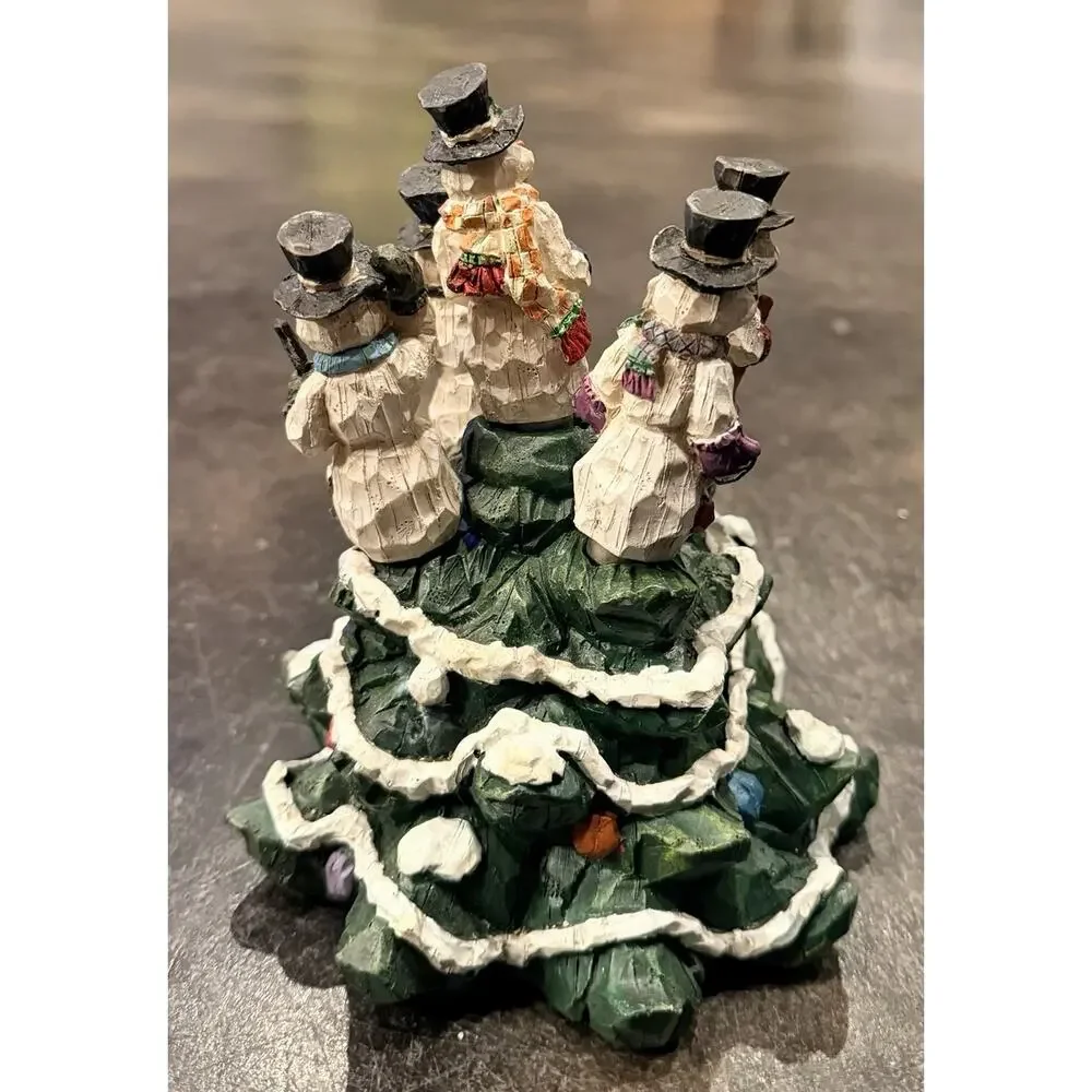 Christmas Tree Snowmen Family Carved Resin 5